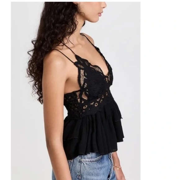 Free People Black Adella Lace Ruffle Tiered Camisole BUY ONE GET ONE FREE ‼️ - Picture 7 of 16